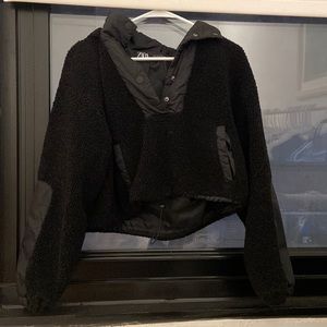 Zara cropped faux fur jacket
